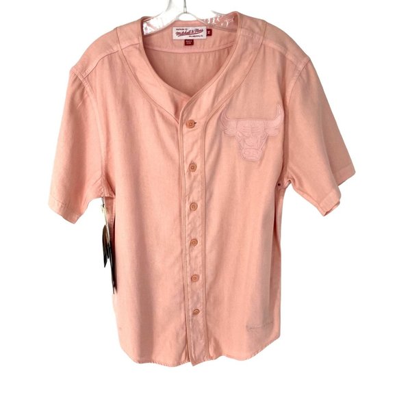 Chicago Bulls Mitchell & Ness Pink Baseball Jersey Size M - Picture 1 of 4